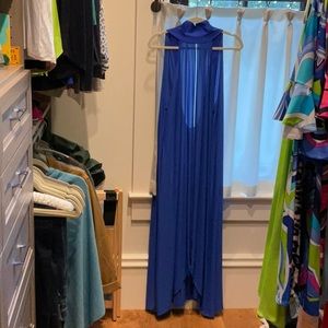 Tara Grinna Vietri Sul Mare strapless Bandeau one piece. Silk,royal blue.